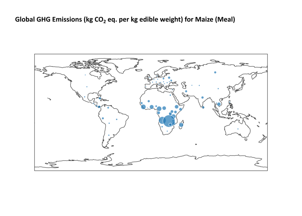 Map plot of GHG emissions vs country