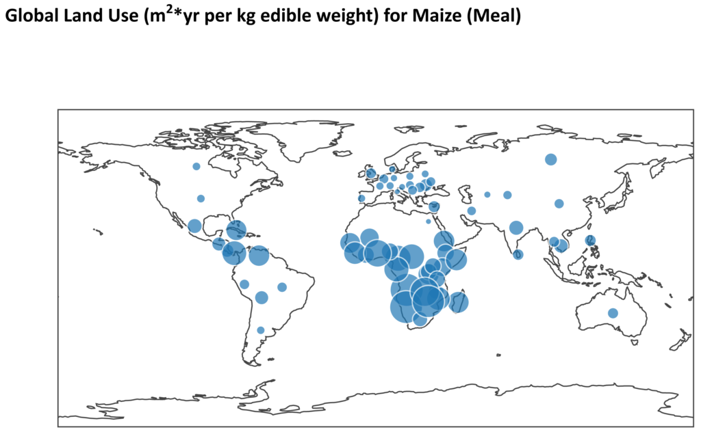 Map plot of land use vs country.